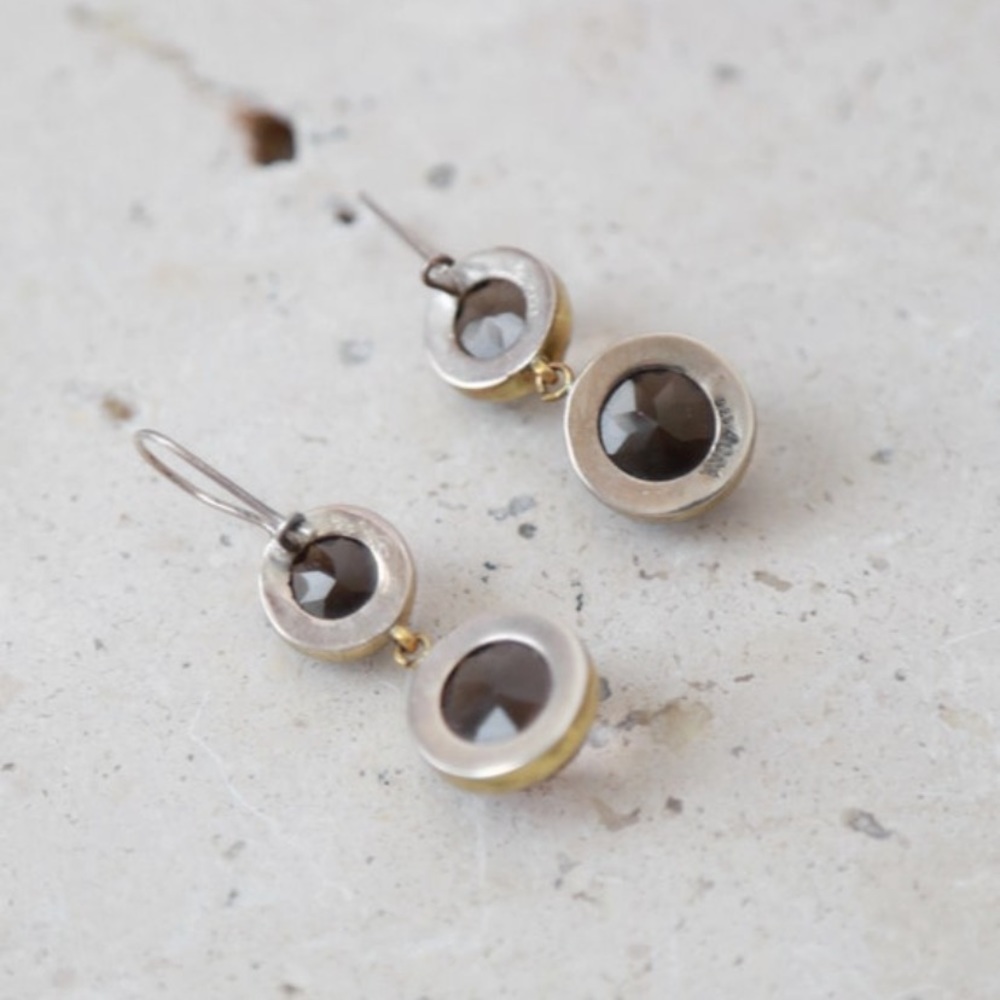 BORA Smoky quartz gold sterling silver earrings - Picture 4 of 7